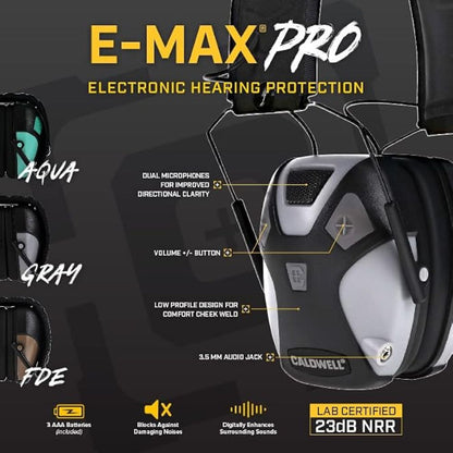 Caldwell E-MAX PRO 電子イヤーマフ NRR23dB FDE 1099603