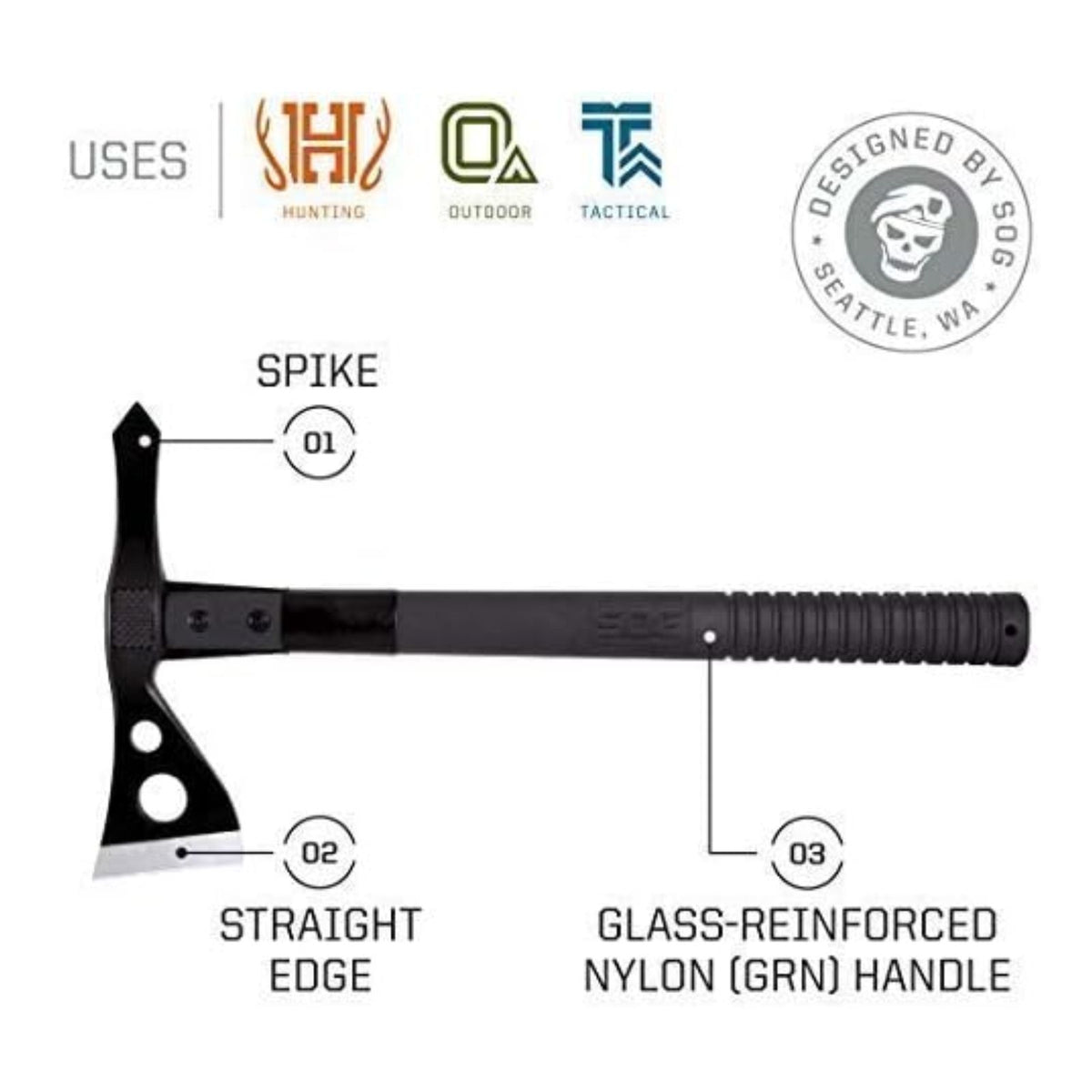 SOG（ソグ） Tactical Tomahawk アウトドアアックス 420ステンレス ナイロンシース付 F01TN-CP