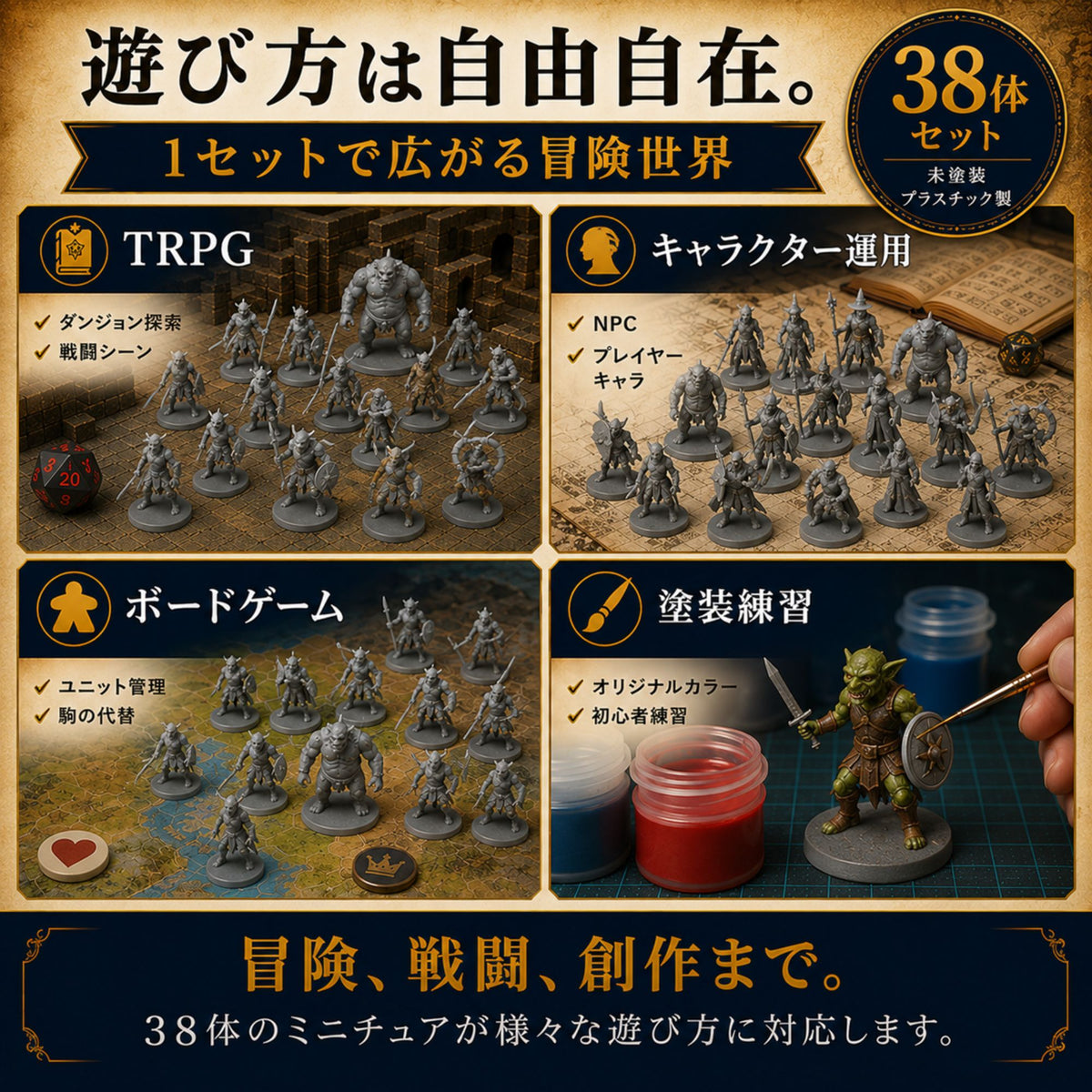 Path Gaming TRPG ミニチュア 38体セット 未塗装 28mmスケール 対戦型チーム パス38