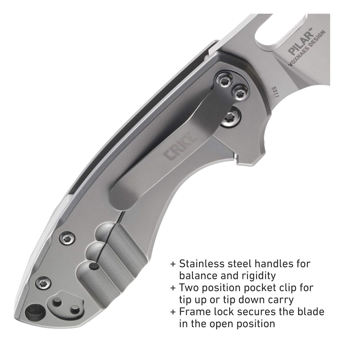 CRKT Pilar ピラール グレー 折りたたみナイフ フレームロック 5311