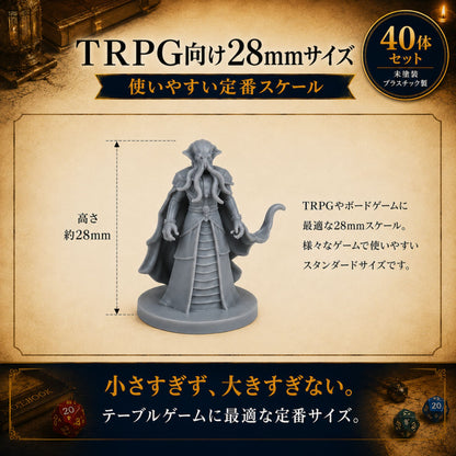 Path Gaming 種族別10種×4体セット ミニチュア 40体入り 未塗装 28mmスケール TRPG D&D対応 パス40
