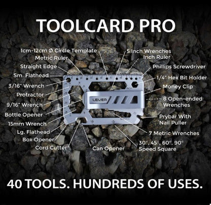 Lever Gear Toolcard Pro マネークリップ付き 40-in-1 カード型マルチツール Silver