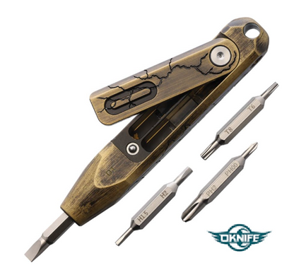 OKNIFE Otacle D1 Cracked Brass EDC Pocket Tool 真鍮製 マイクロビット収納ポケットツール